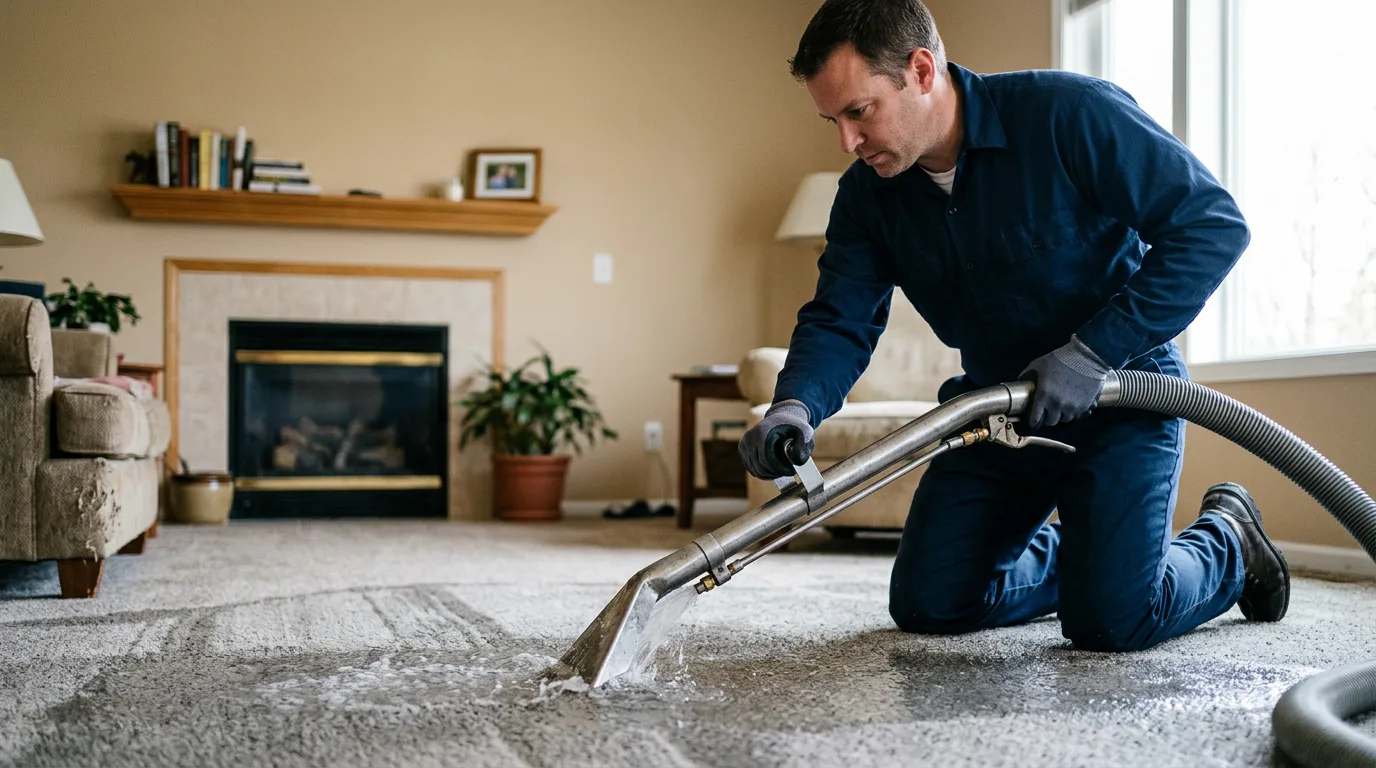 Water damage restoration technician working near Westboro, MO